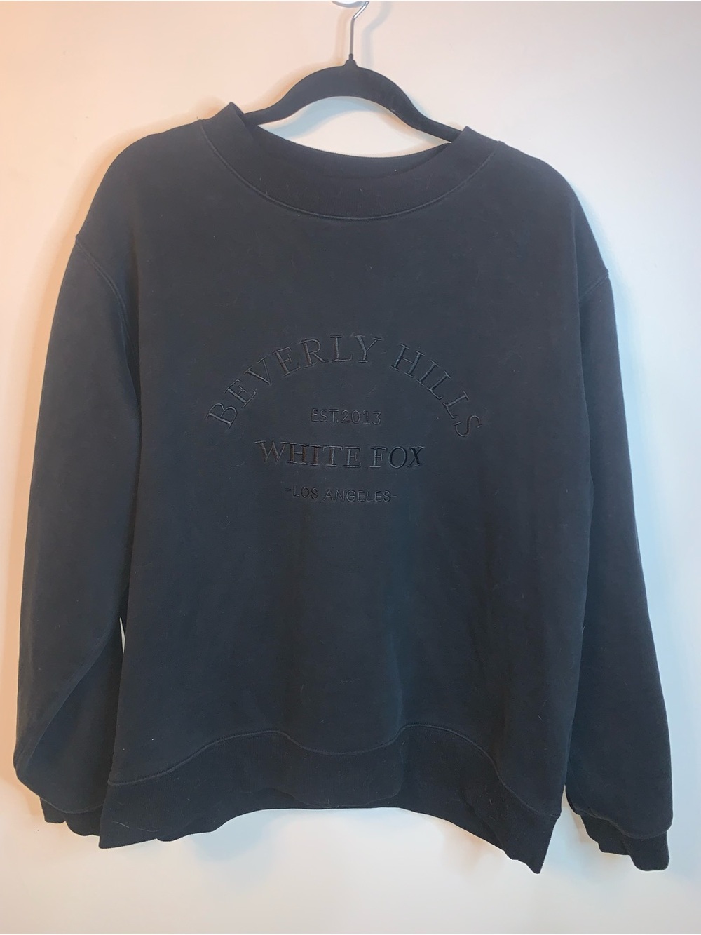 White Fox Beverly Hills Black Crewneck Sweater